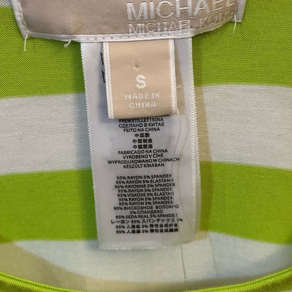 NWT Michael Kors lime green and white striped tunic top. - Picture 8 of 8
